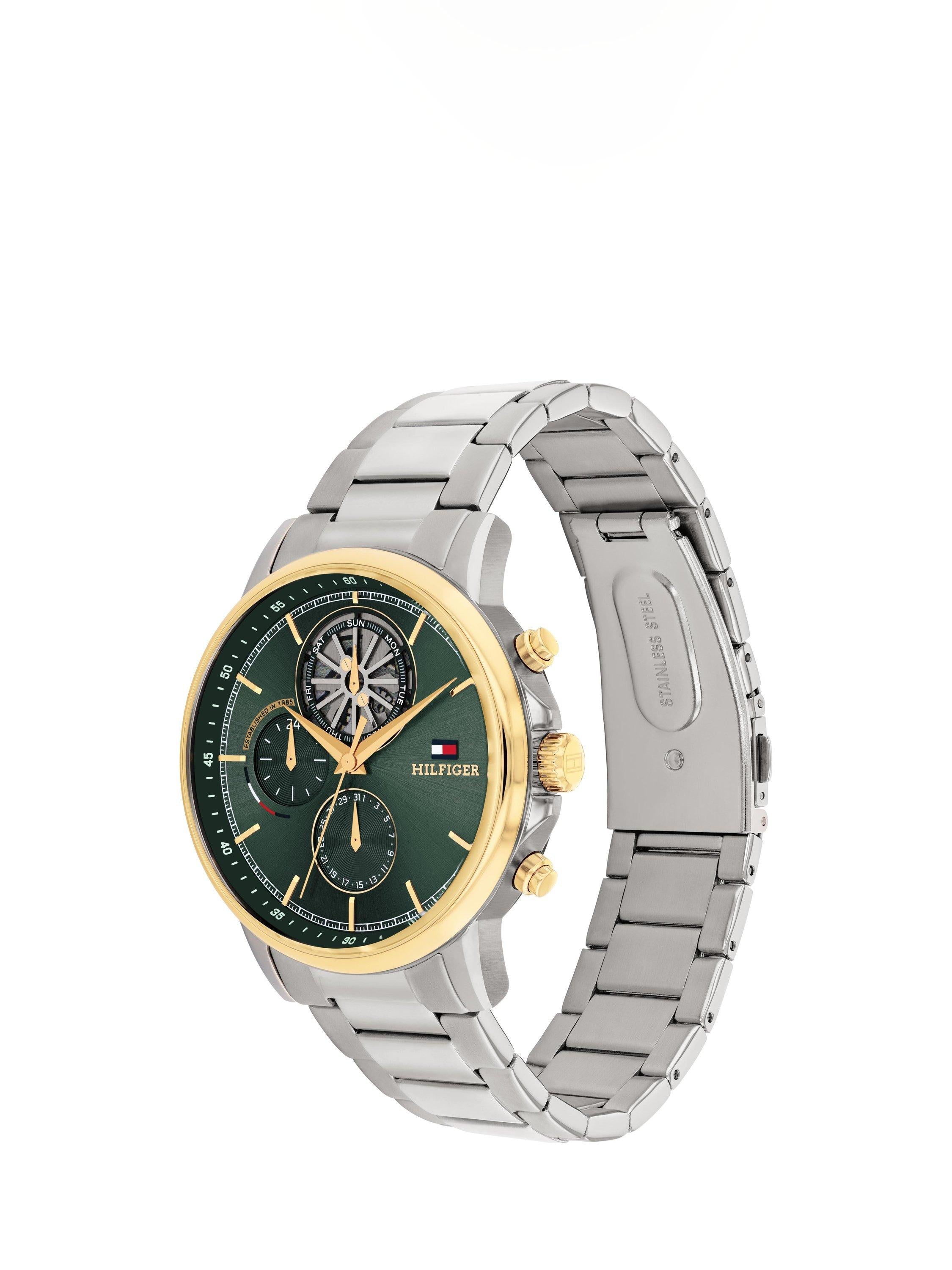 Tommy Hilfiger chronograph watch green dial silver bracelet (British brand)