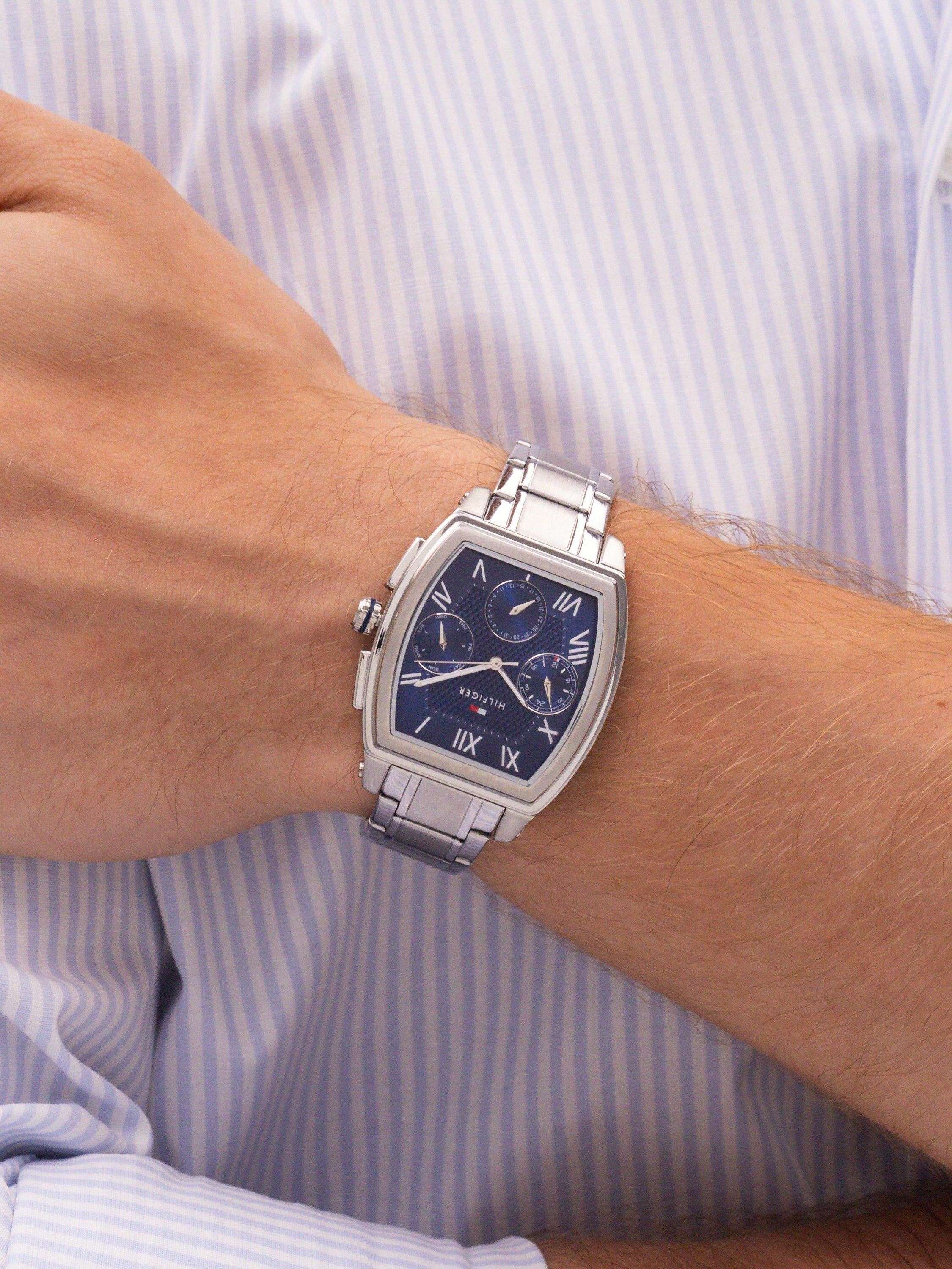 Tommy Hilfiger men's rectangular watch stainless steel navy dial - British product