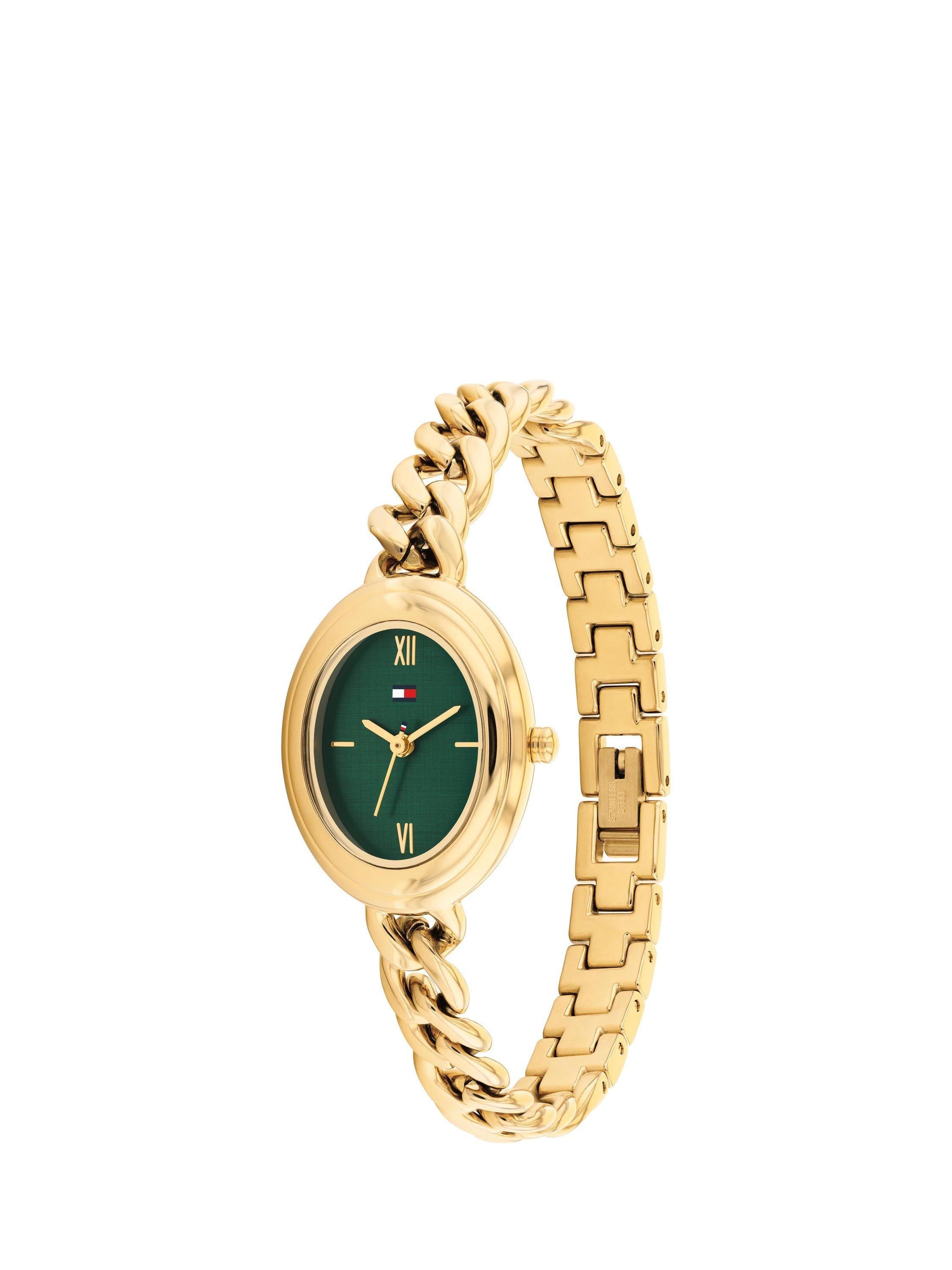 Tommy Hilfiger women's oval chain bracelet watch, gold, imported from the UK
