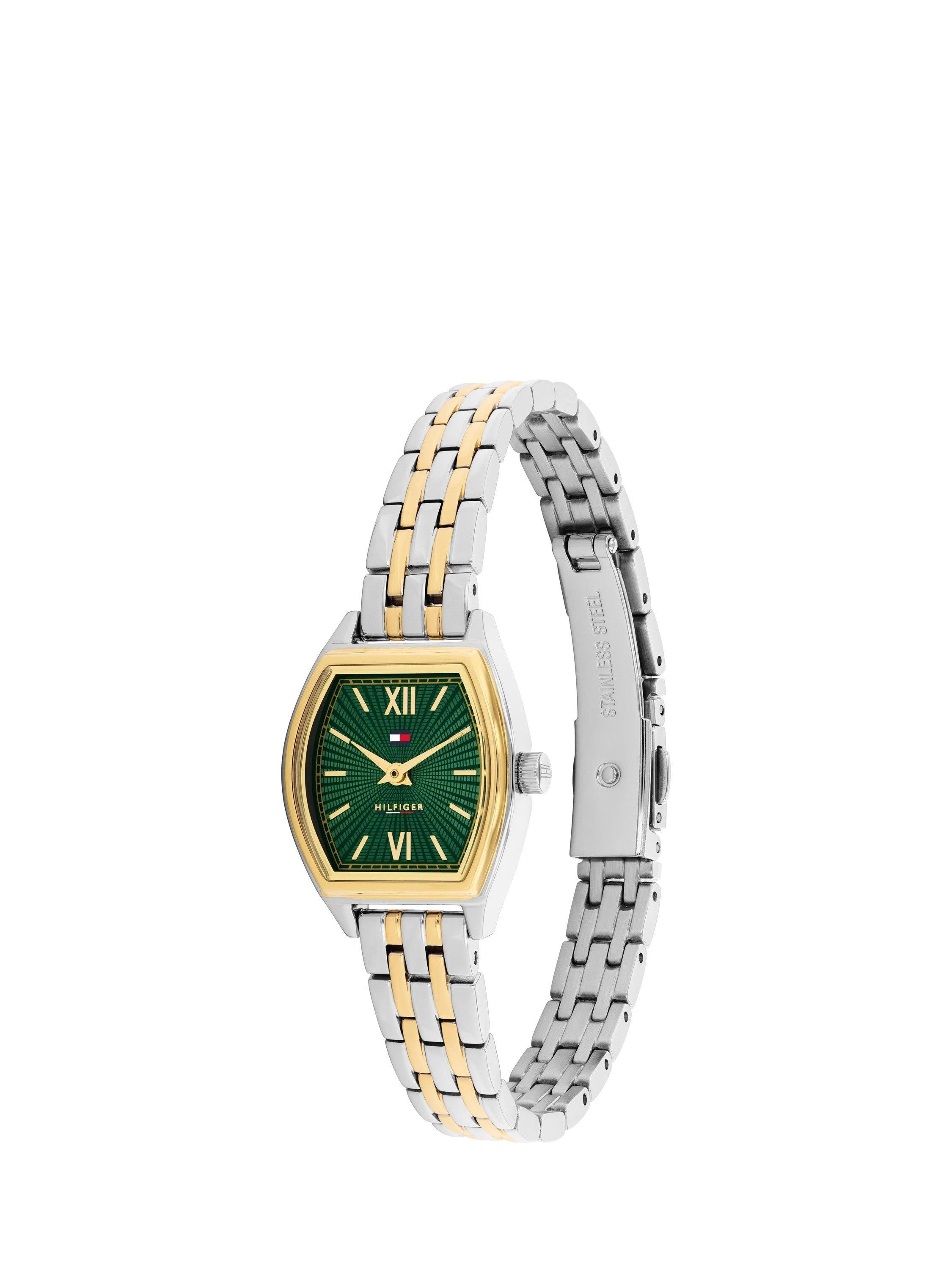 Tommy Hilfiger women's rectangular watch bi-colour bracelet strap, UK version