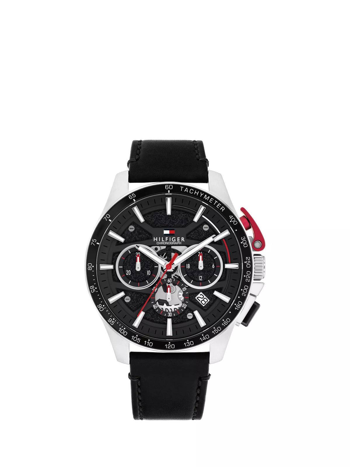 Tommy Hilfiger men's round leather strap watch 44mm, imported from the UK