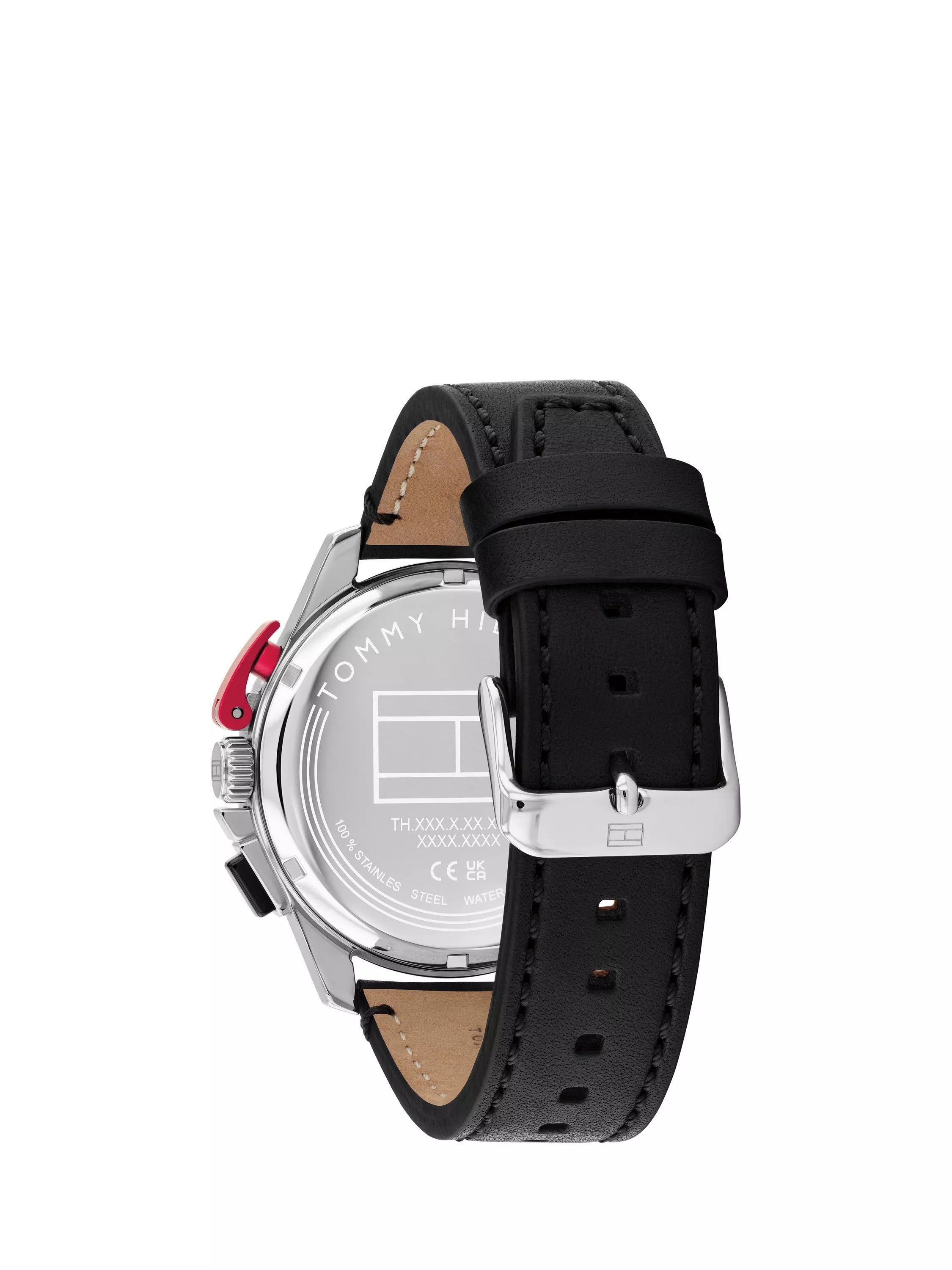 Tommy Hilfiger men's round leather strap watch 44mm, imported from the UK