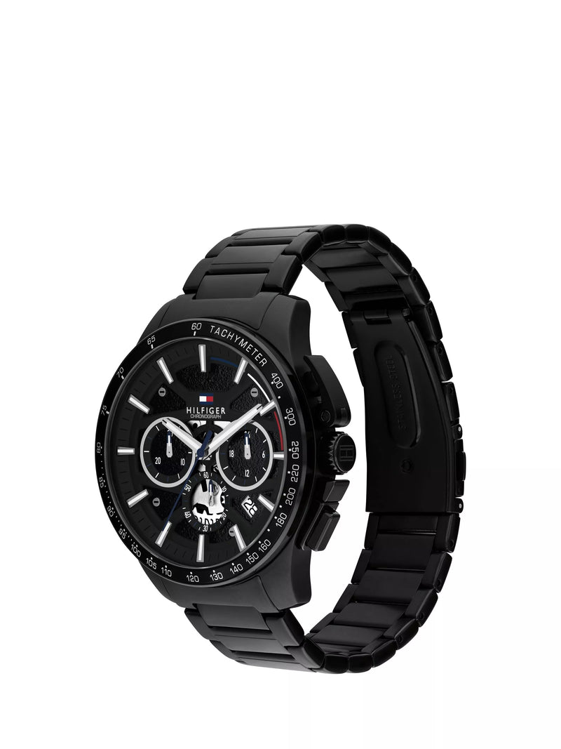 Tommy Hilfiger chronograph watch black skeleton dial (British brand)