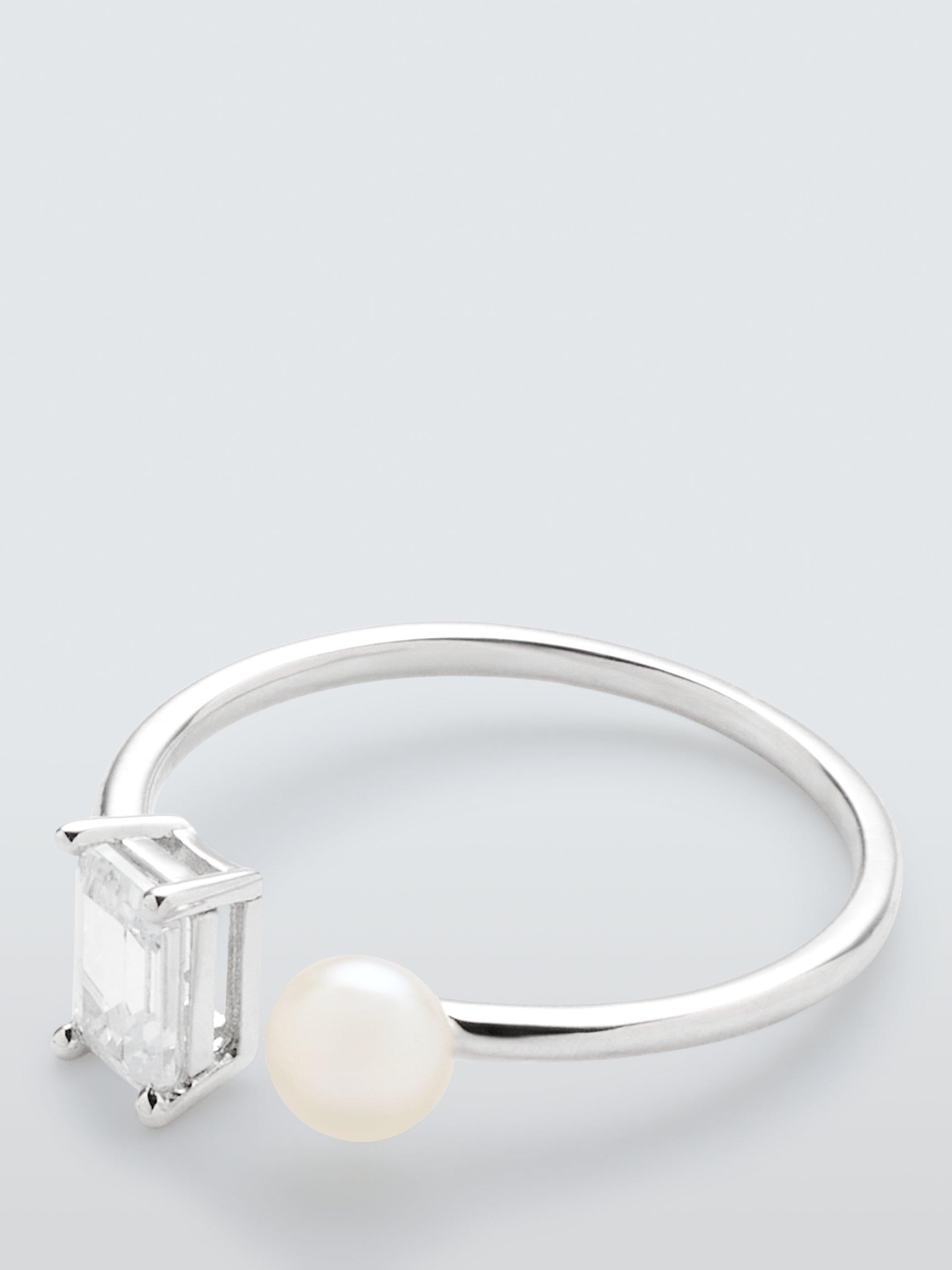 Lido freshwater pearl cubic zirconia ring sterling silver, UK version