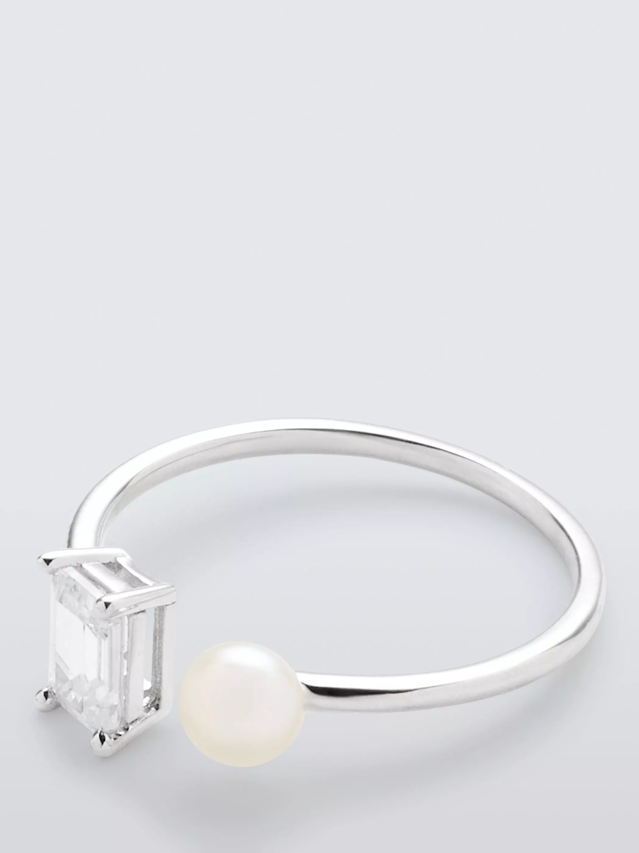 Lido freshwater pearl cubic zirconia ring sterling silver, UK version