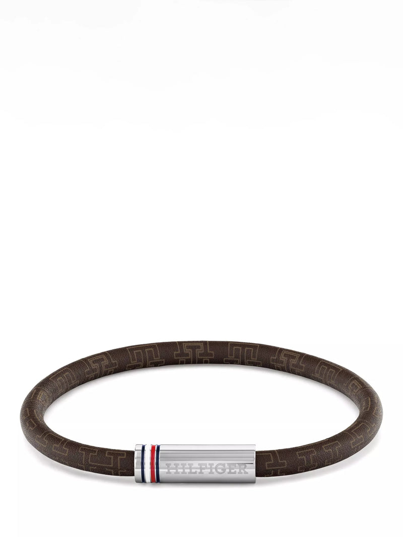 Tommy Hilfiger leather cord bracelet, brown, UK version