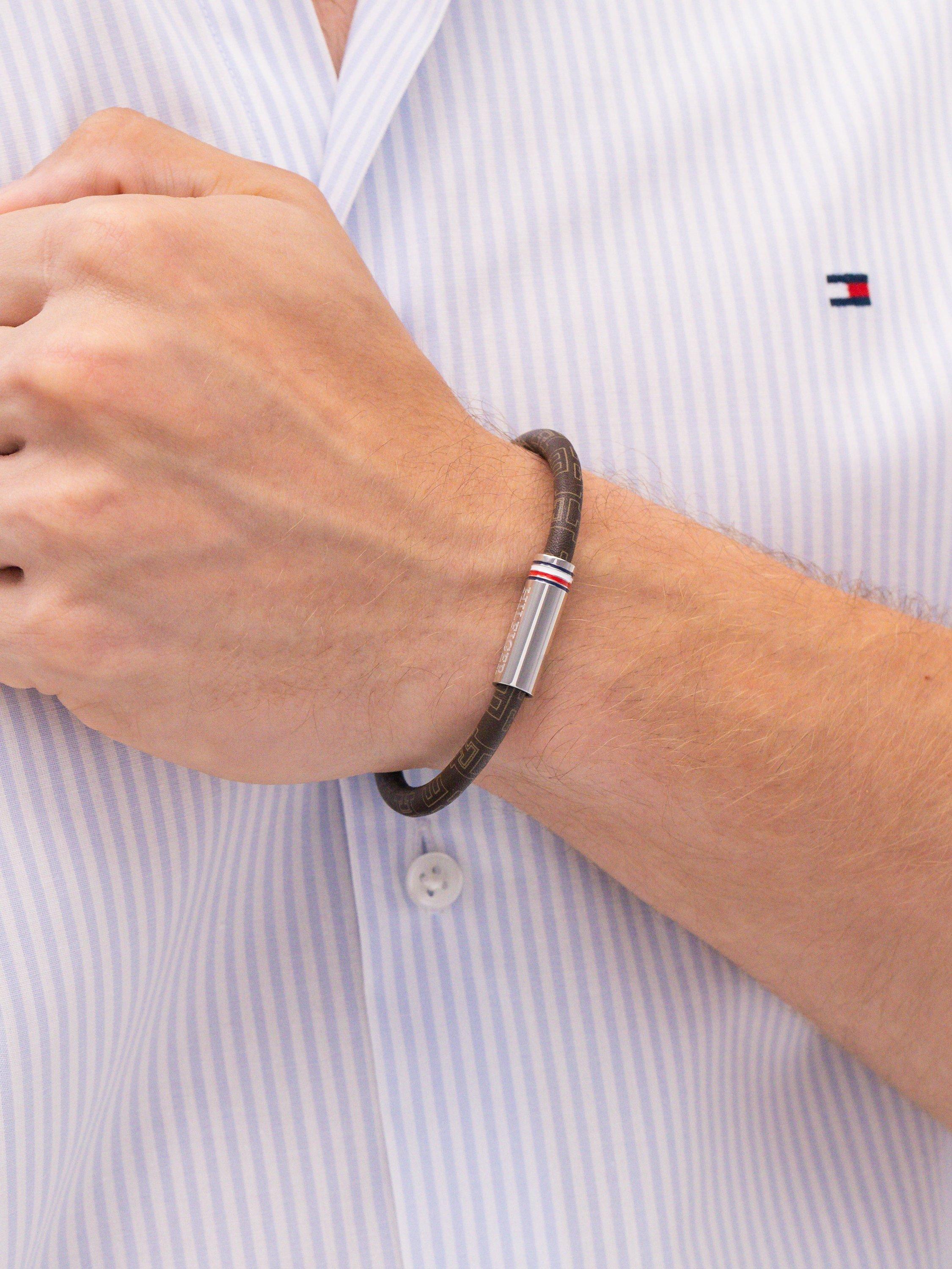 Tommy Hilfiger leather cord bracelet, brown, UK version