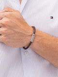 Tommy Hilfiger leather cord bracelet, brown, UK version