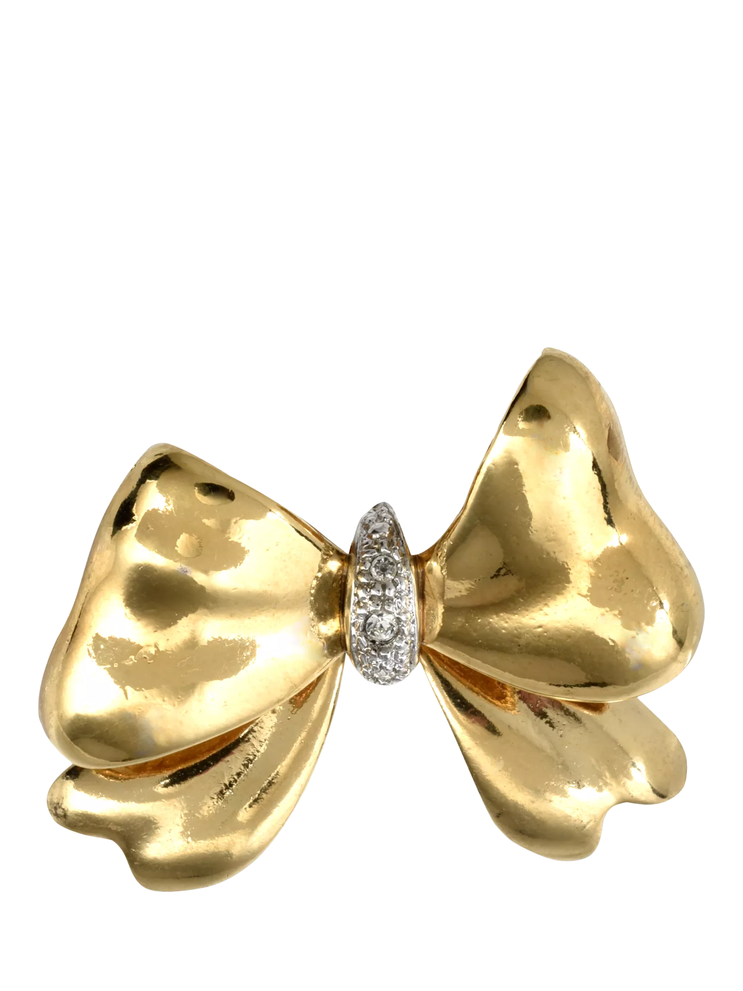 Eclectica vintage bow brooch 18ct gold plated crystal (British brand)