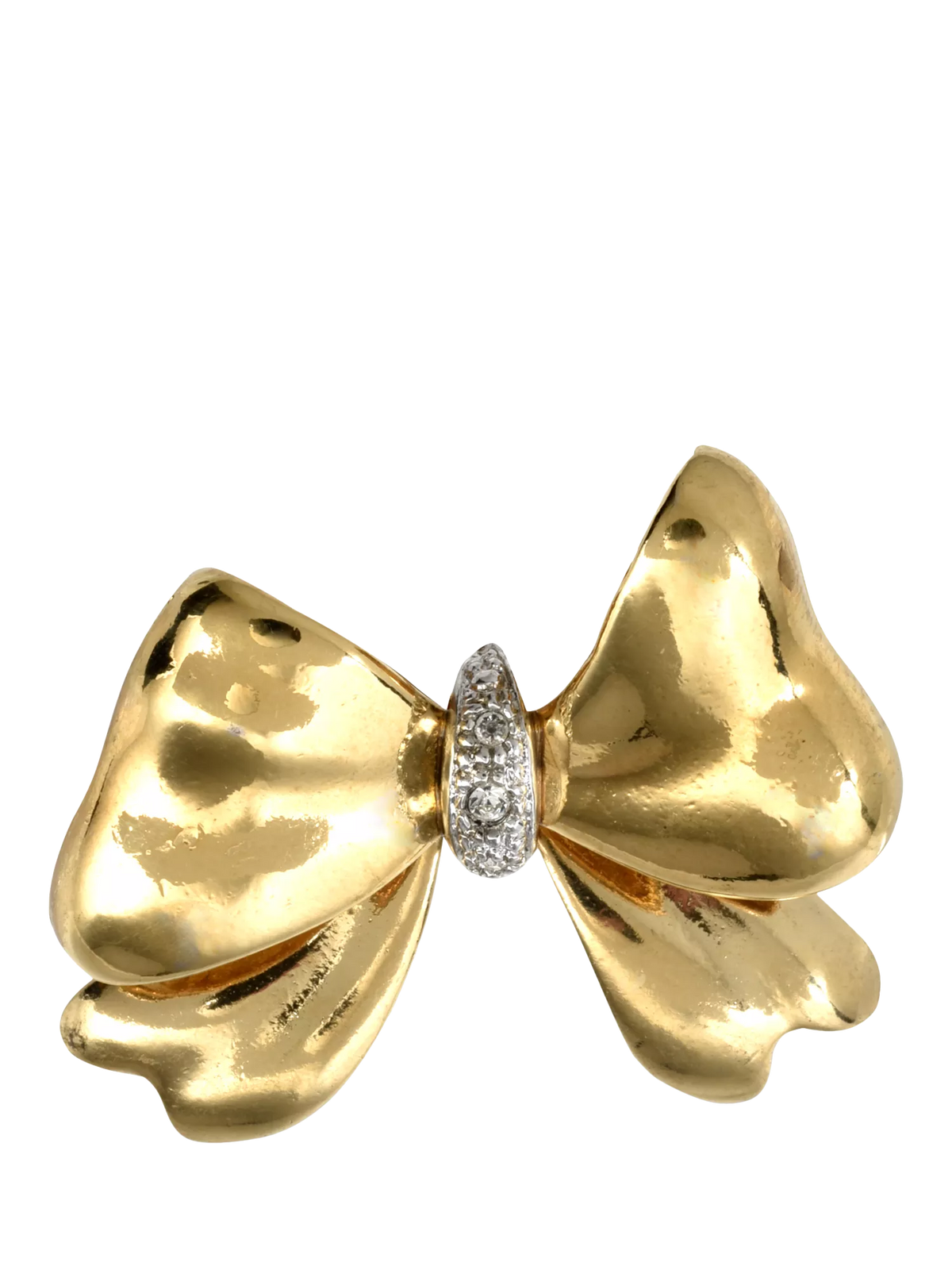 Eclectica vintage bow brooch 18ct gold plated crystal (British brand)