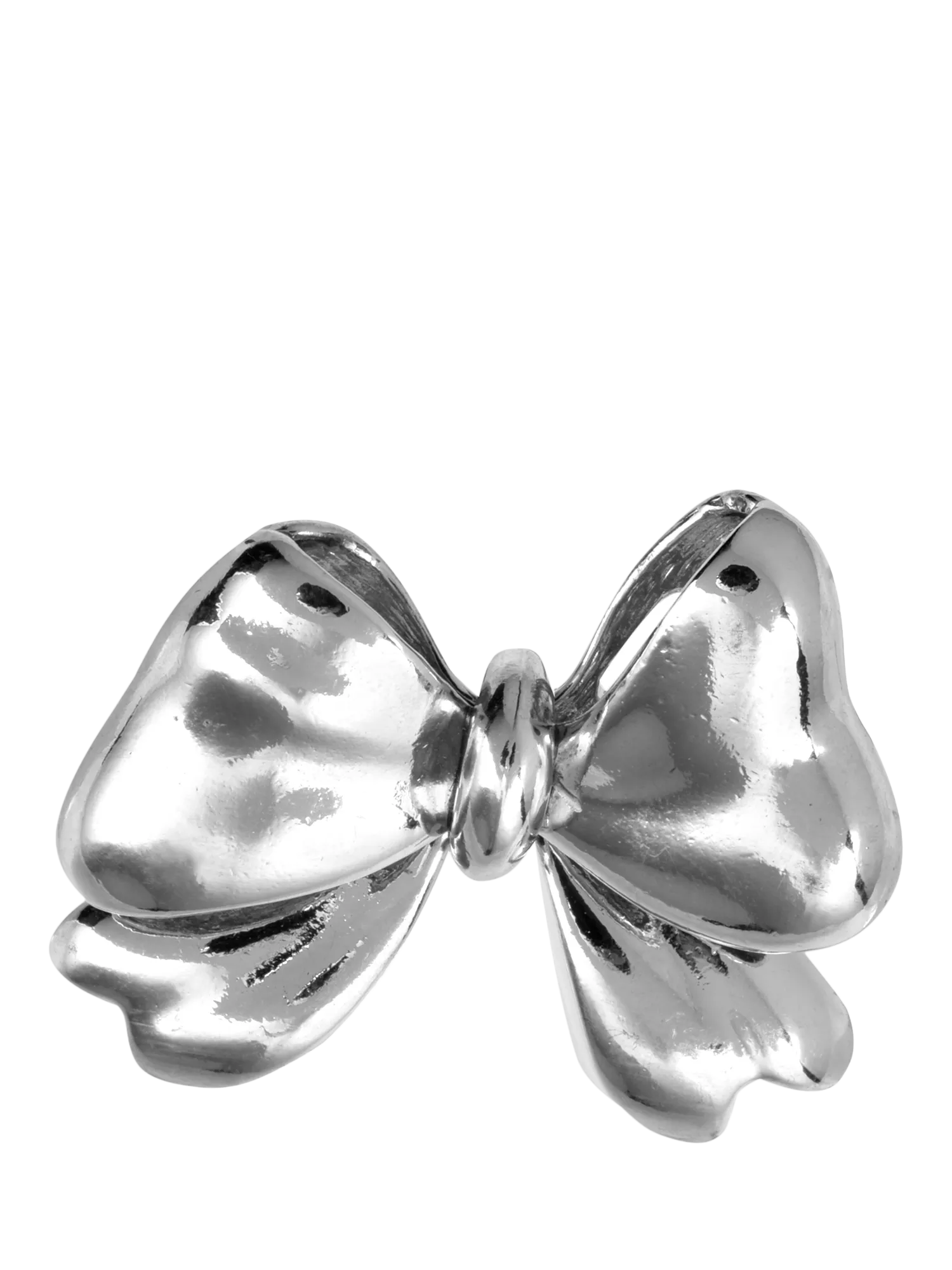 Eclectica pre-loved vintage rhodium plated bow brooch silver (British brand)