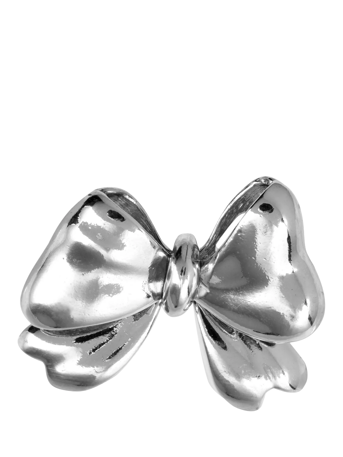 Eclectica pre-loved vintage rhodium plated bow brooch silver (British brand)