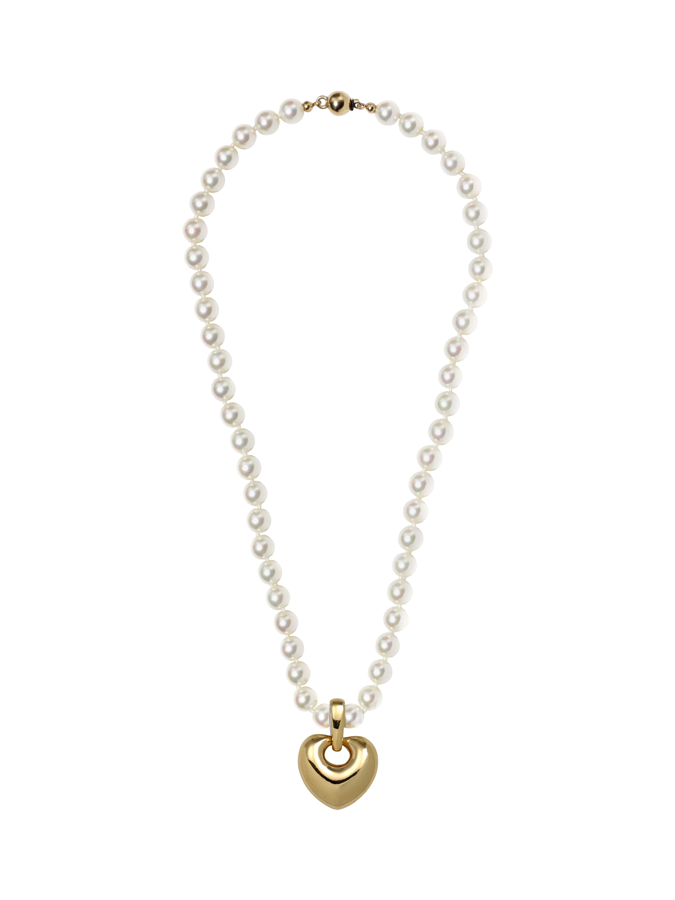 Eclectica vintage heart pendant necklace faux pearls gold plated - British product
