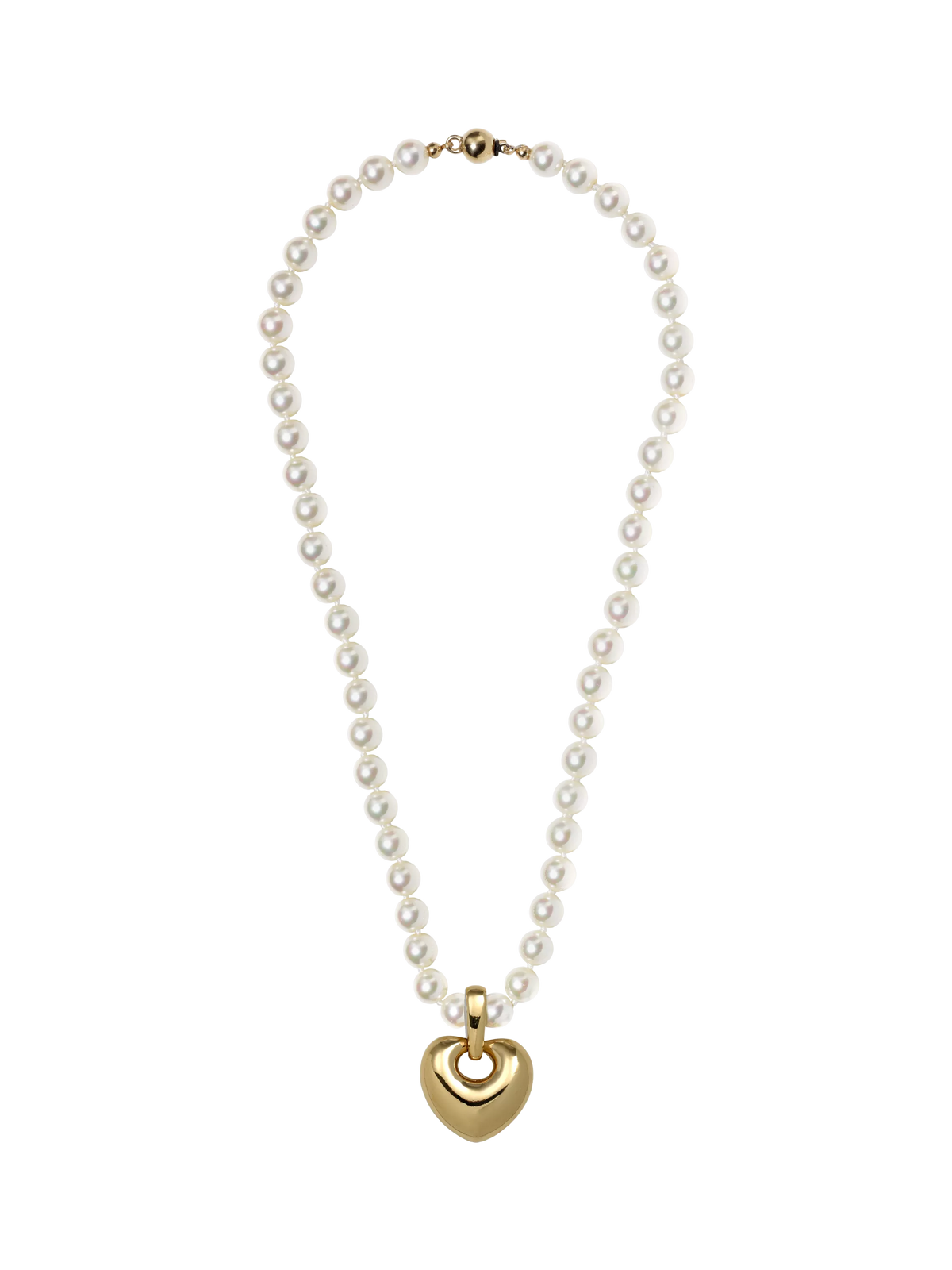 Eclectica vintage heart pendant necklace faux pearls gold plated - British product
