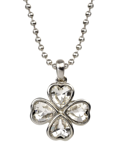 John Lewis Eclectica Pre-Loved Vintage Crystal Clover Pendant Necklace, Silver, 40cm Chain- Buy online at McGrocer