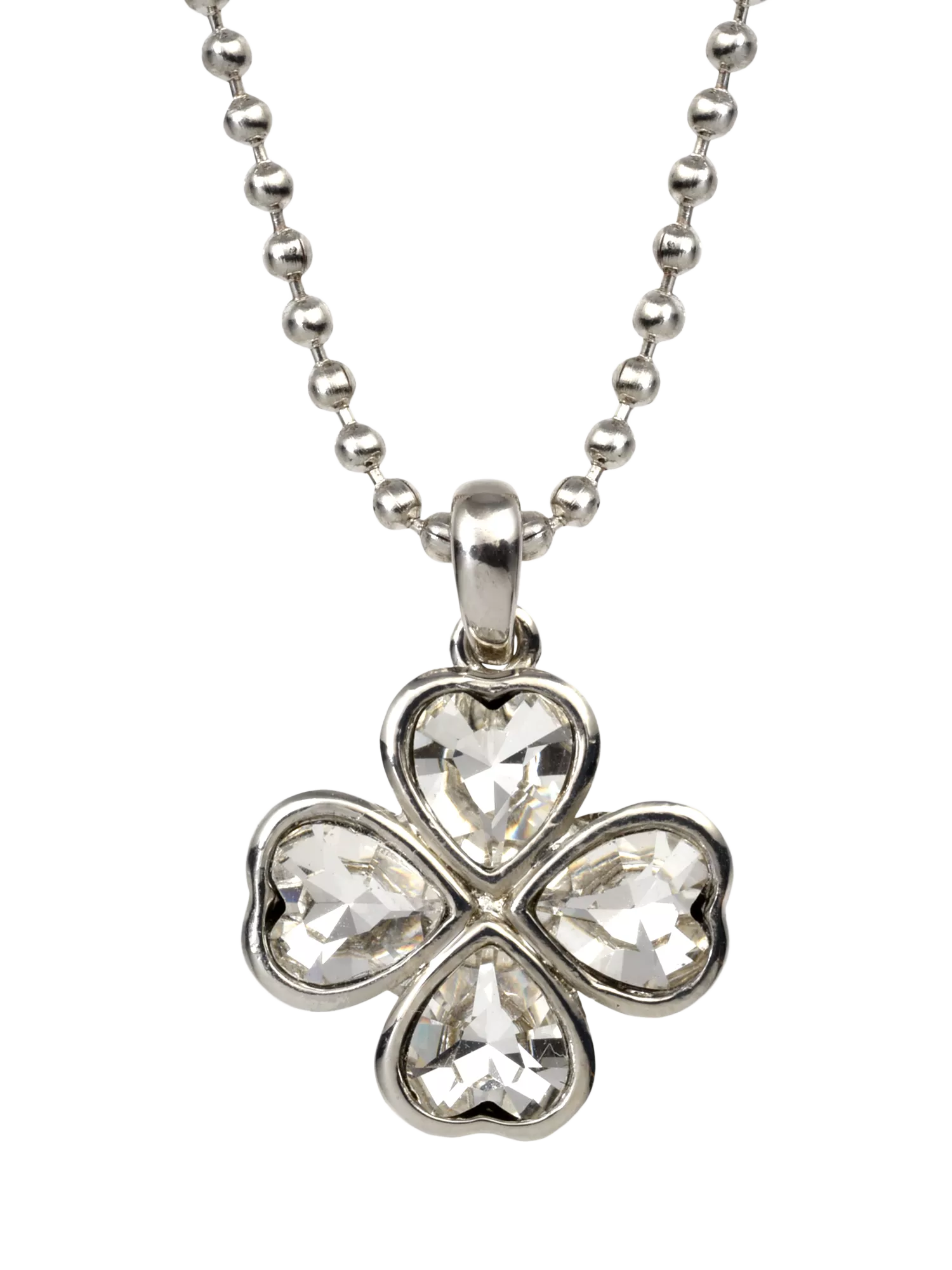 Eclectica vintage crystal clover pendant necklace 40cm (British brand)