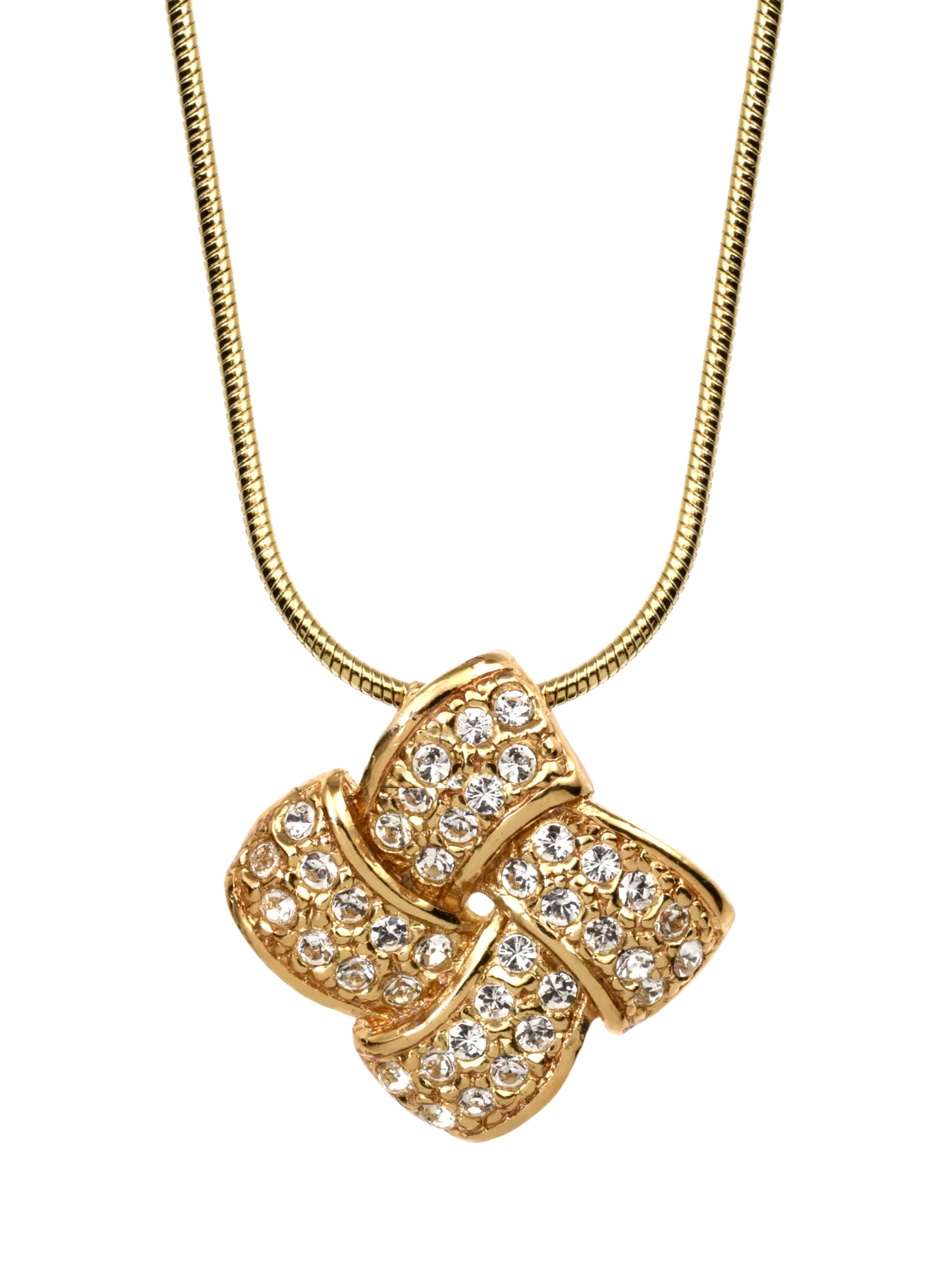 Eclectica pre-loved vintage gold plated crystal square pendant necklace, UK version