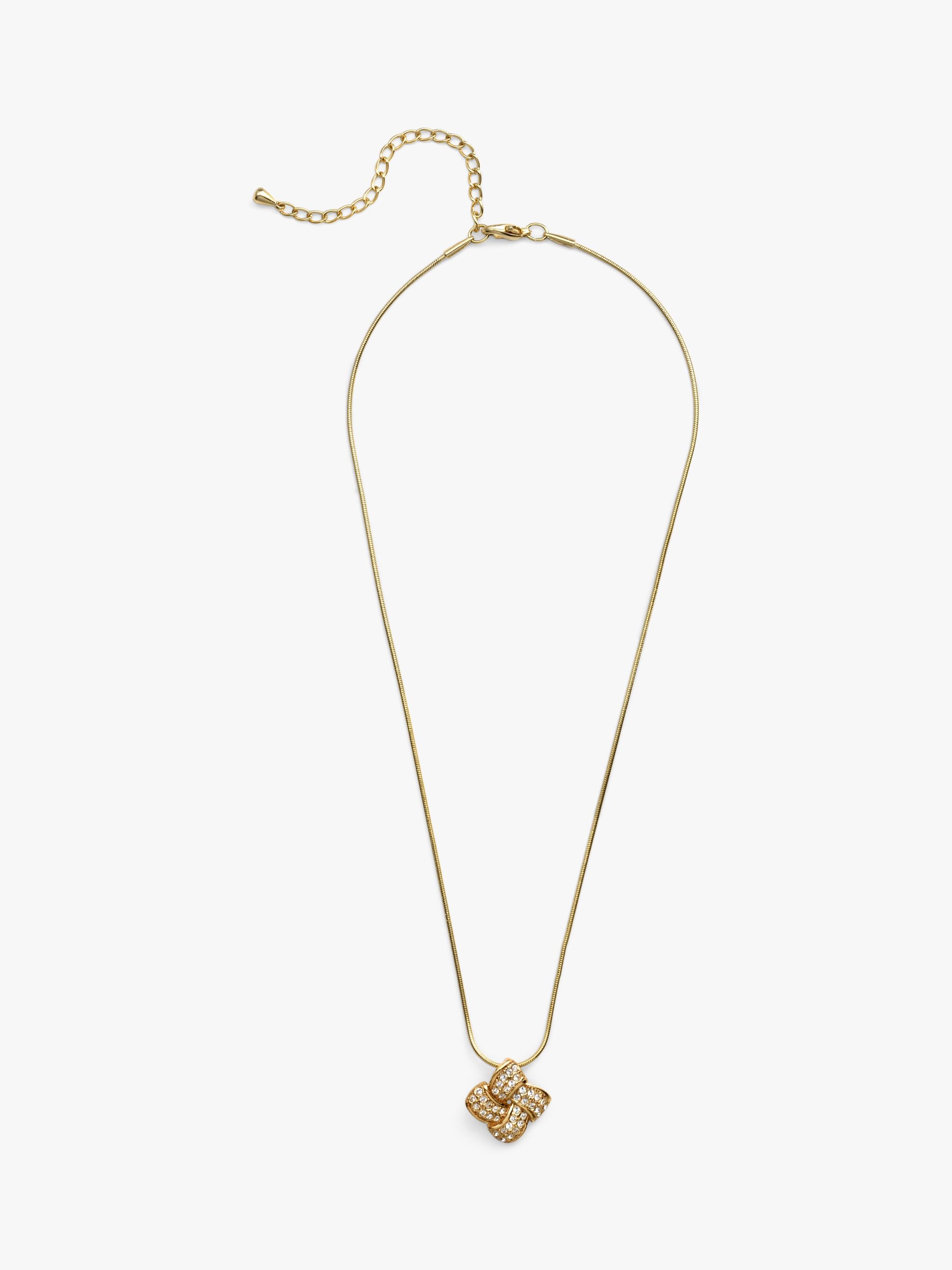 Eclectica pre-loved vintage gold plated crystal square pendant necklace, UK version