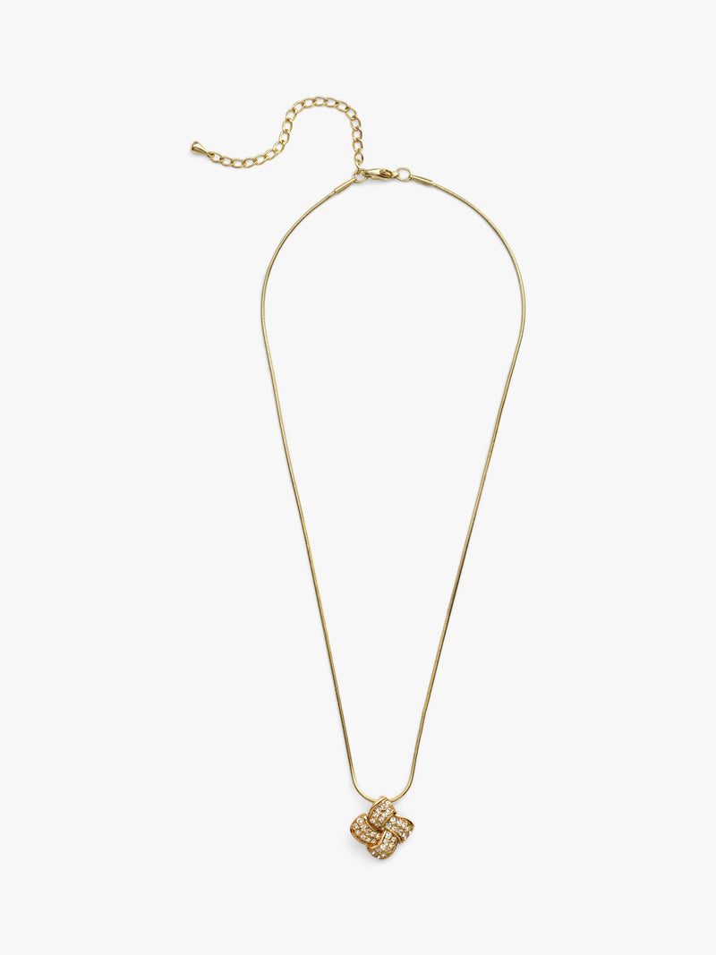 Eclectica pre-loved vintage gold plated crystal square pendant necklace, UK version