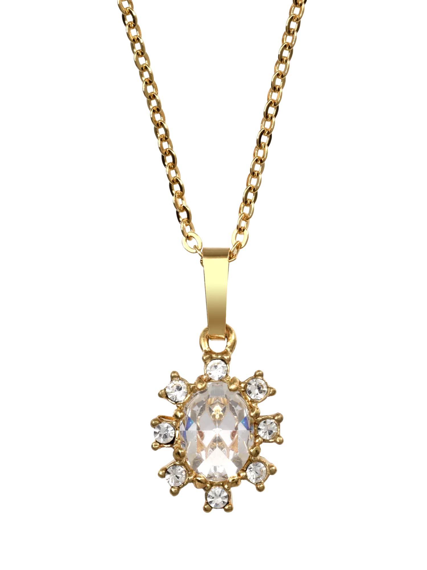 Eclectica pre-loved vintage gold plated crystal pendant necklace - British product