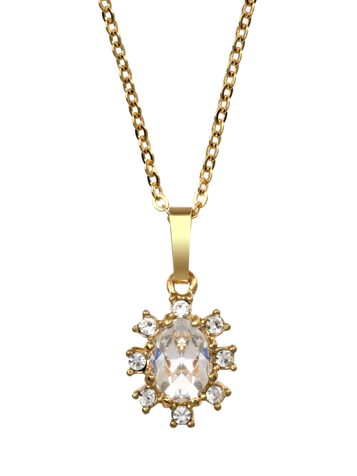 Eclectica pre-loved vintage gold plated crystal pendant necklace - British product