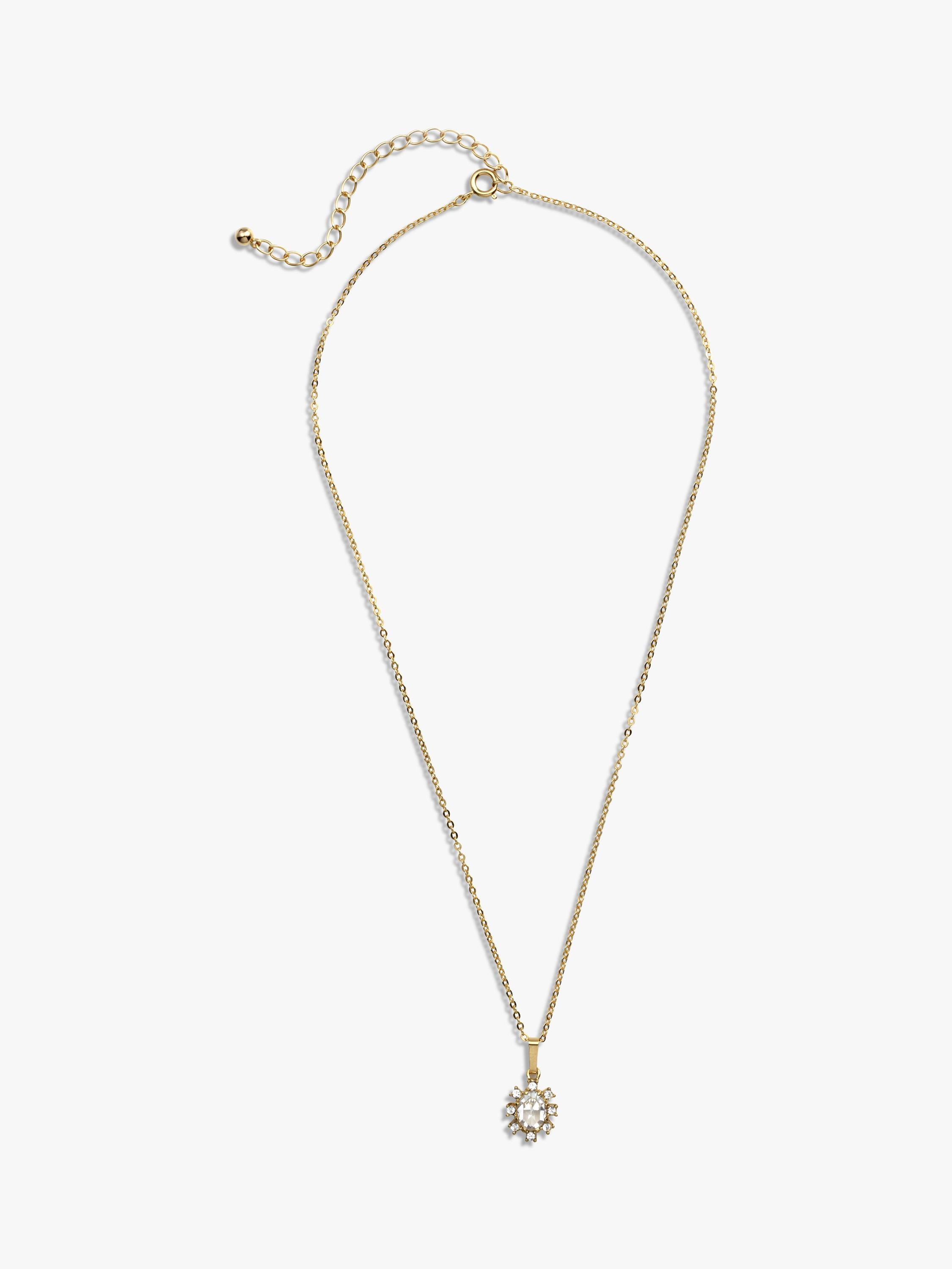 Eclectica pre-loved vintage gold plated crystal pendant necklace - British product