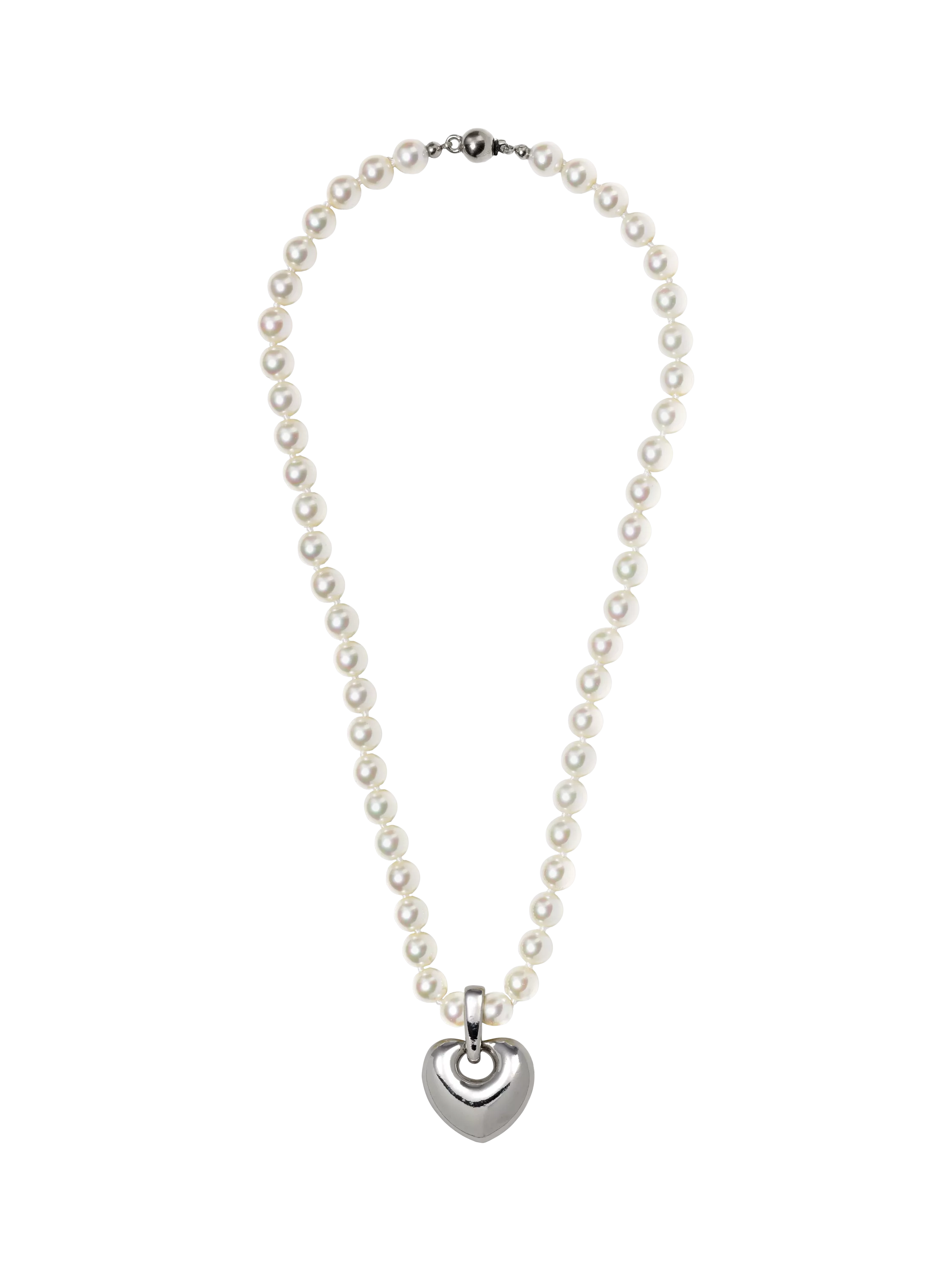 Eclectica pre-loved faux pearl heart pendant necklace 44cm, UK version