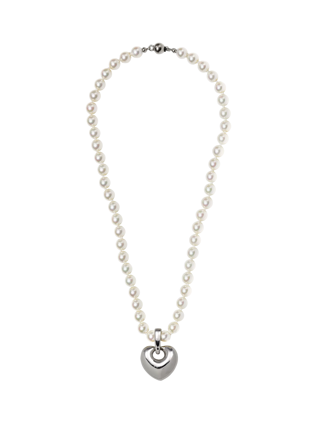 Eclectica pre-loved faux pearl heart pendant necklace 44cm, UK version