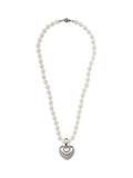 Eclectica pre-loved faux pearl heart pendant necklace 44cm, UK version