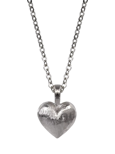 John Lewis Eclectica Pre-Loved Vintage Puffy Heart Pendant Necklace, Silver, 40cm + 7cm- Buy online at McGrocer