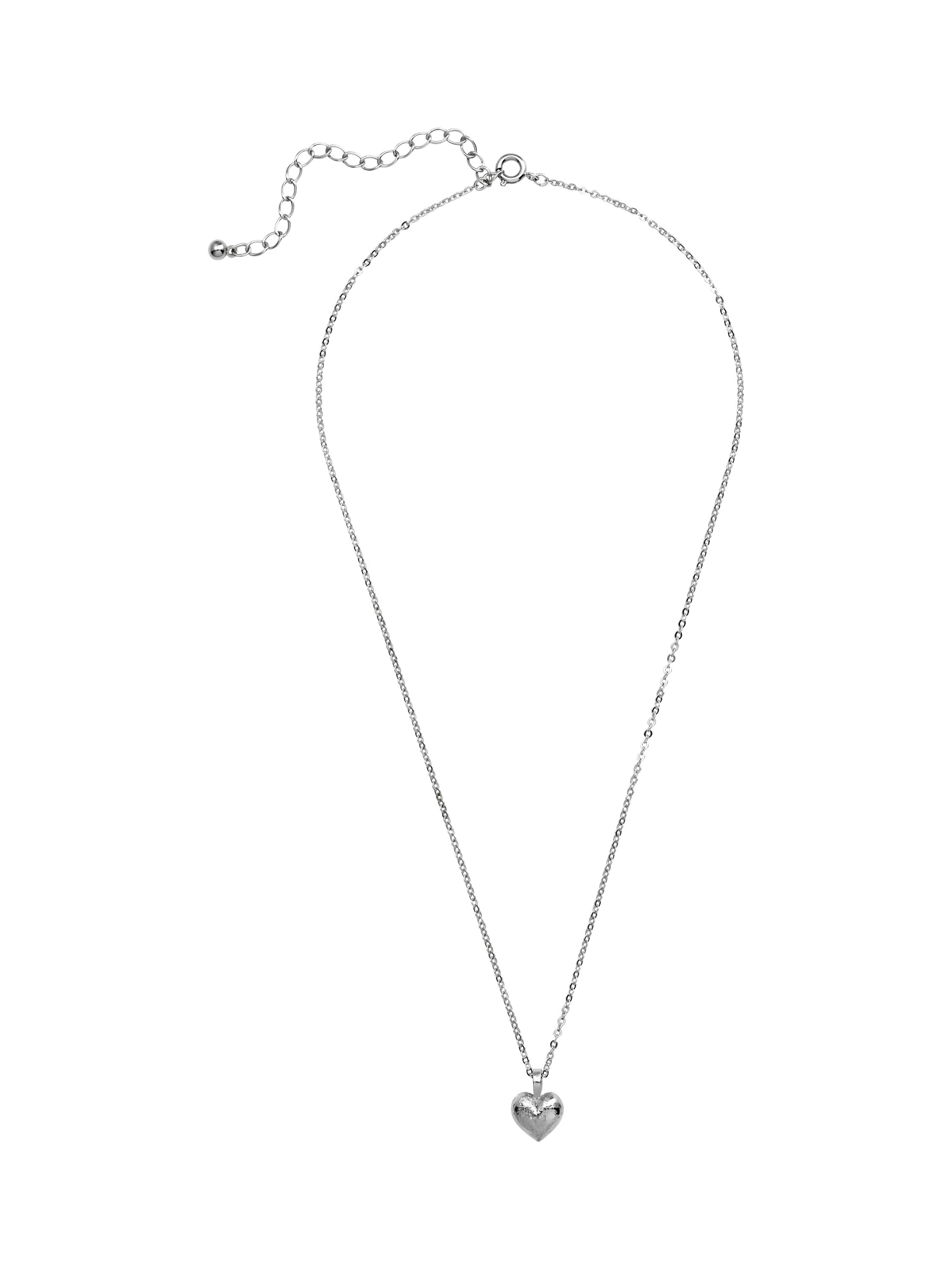 Eclectica vintage puffy heart pendant necklace silver 40cm (British brand)