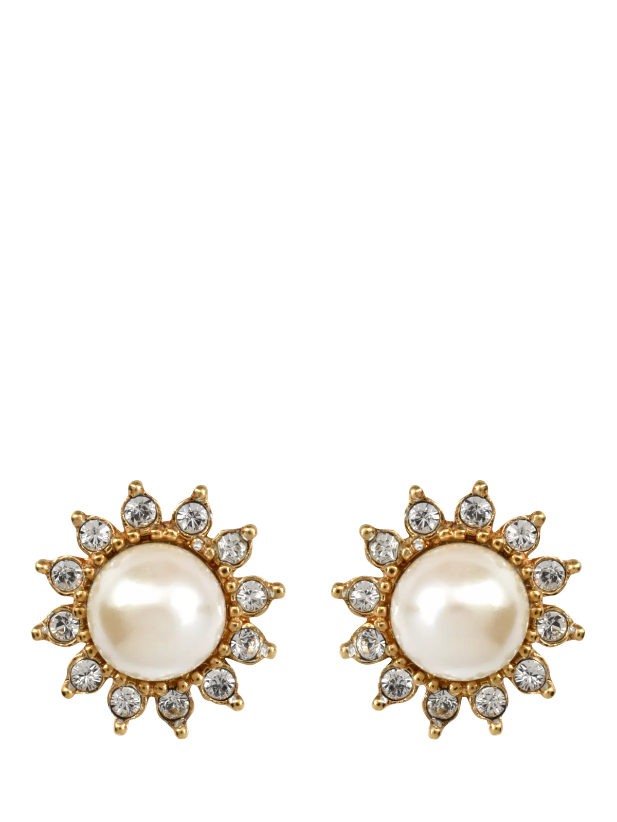 Eclectica vintage gold plated daisy faux pearl clip-on earrings 1.5cm (British brand)