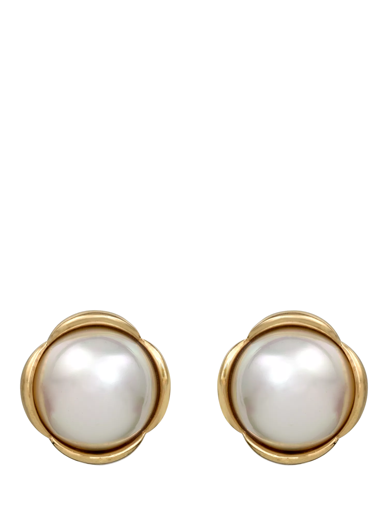 Eclectica gold plated pearl cabochon clip-on earrings 1.5cm (British brand)