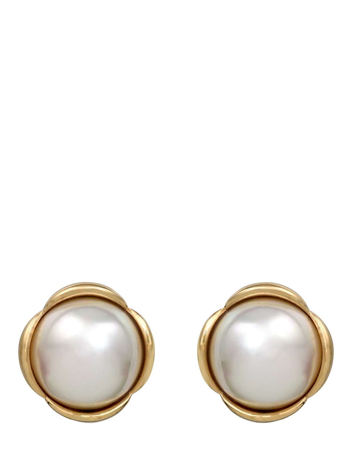 Eclectica gold plated pearl cabochon clip-on earrings 1.5cm (British brand)