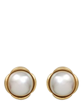 Eclectica gold plated pearl cabochon clip-on earrings 1.5cm (British brand)