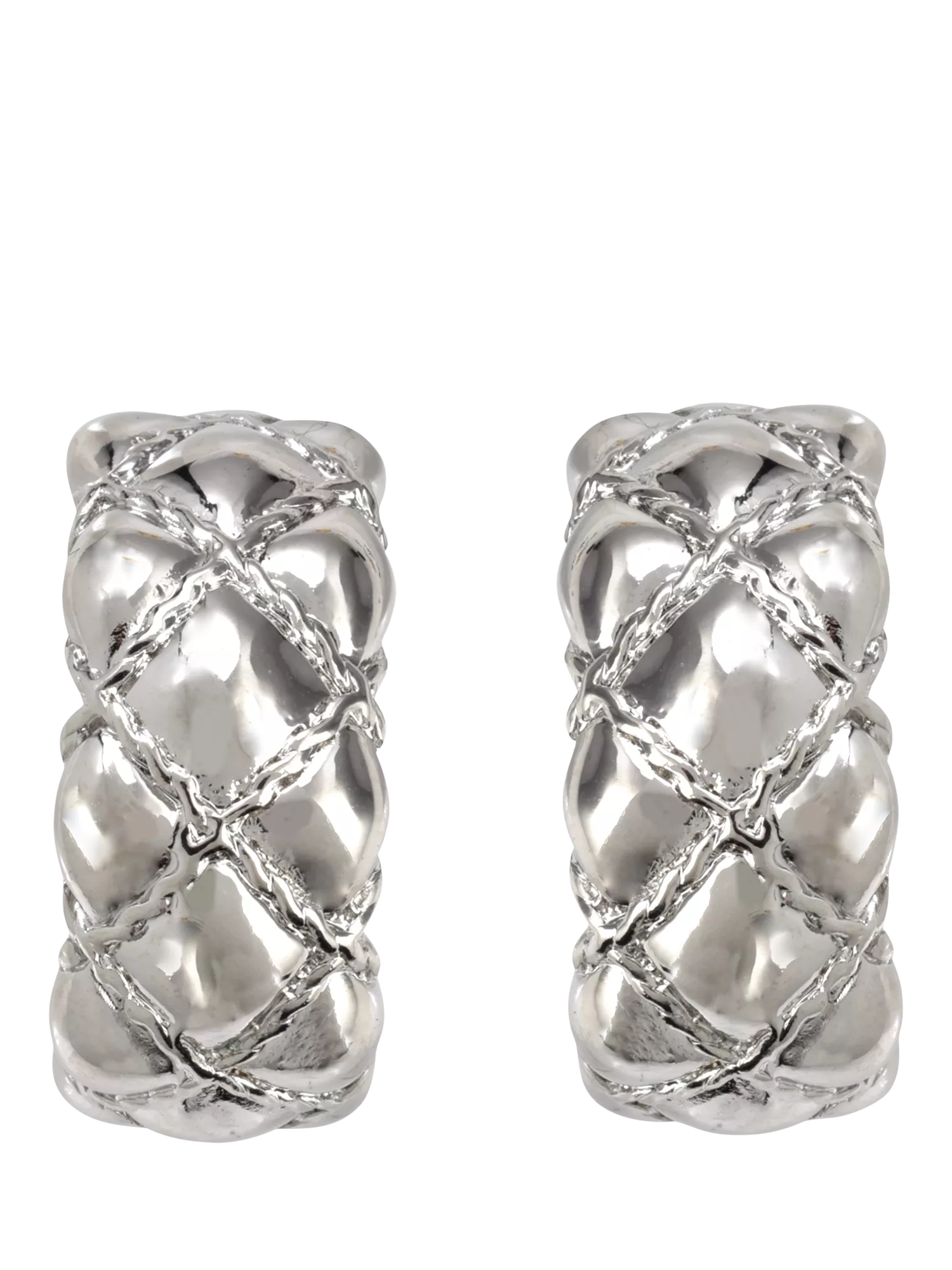 Eclectica quilted demi-hoop clip-on earrings H2xW1cm (British brand)