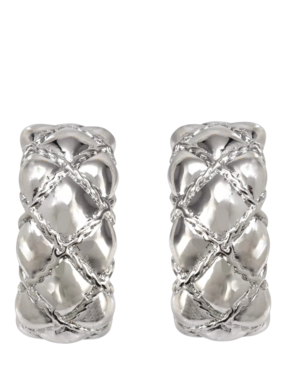 Eclectica quilted demi-hoop clip-on earrings H2xW1cm (British brand)