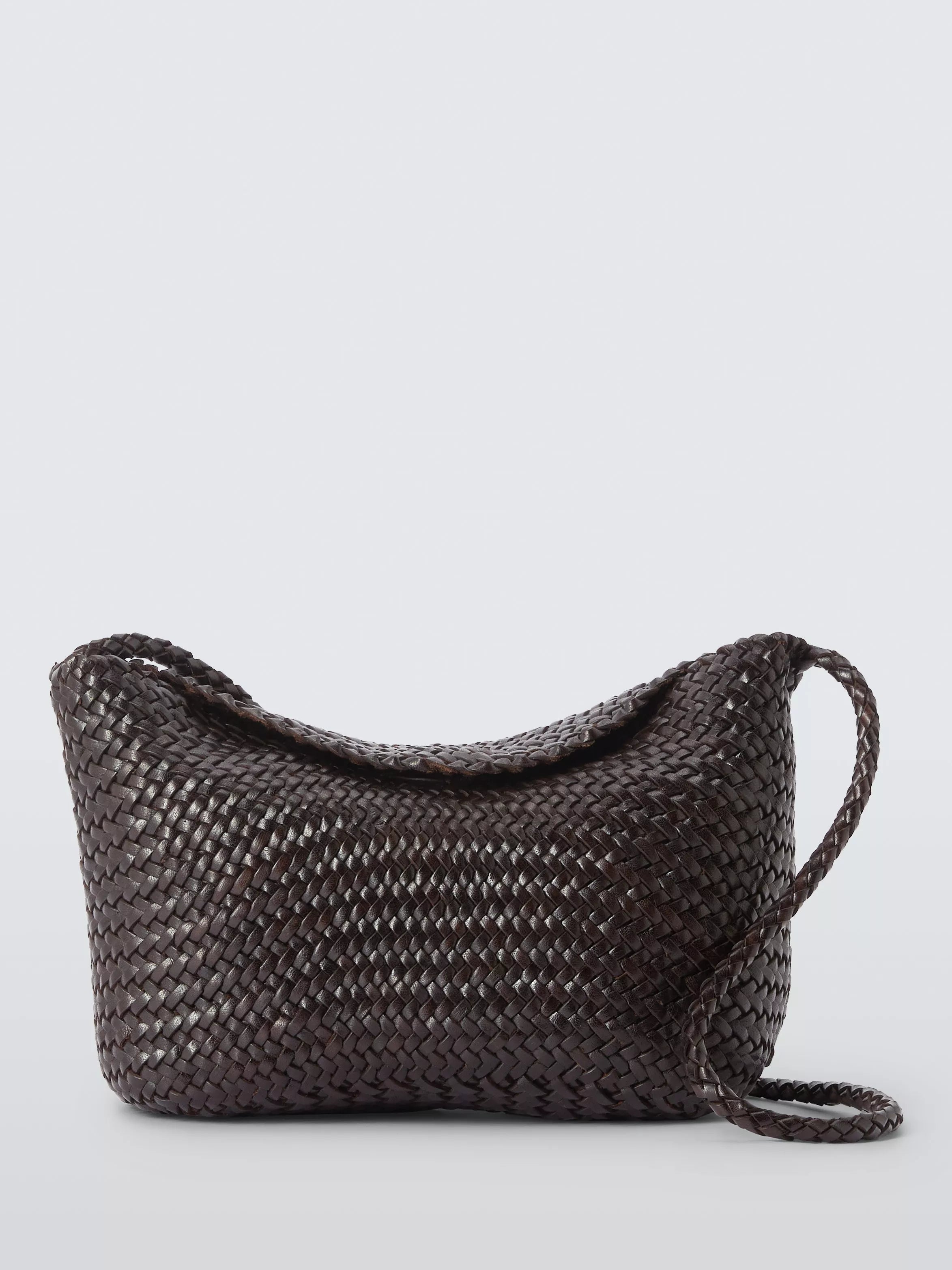 Dragon Diffusion Corsina woven leather crossbody bag dark brown (British brand)