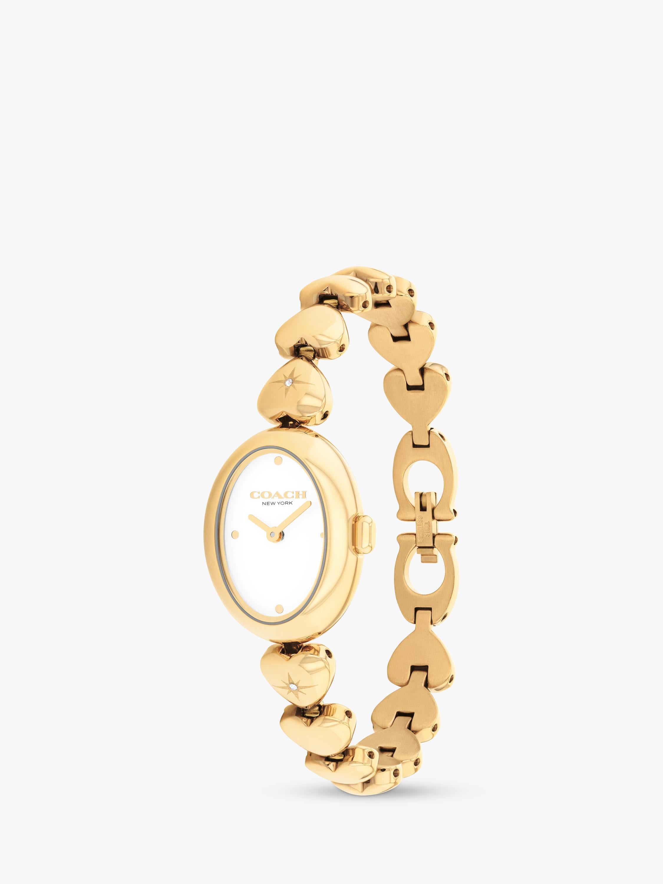 Coach women's round heart strap watch gold stainless steel (British brand)