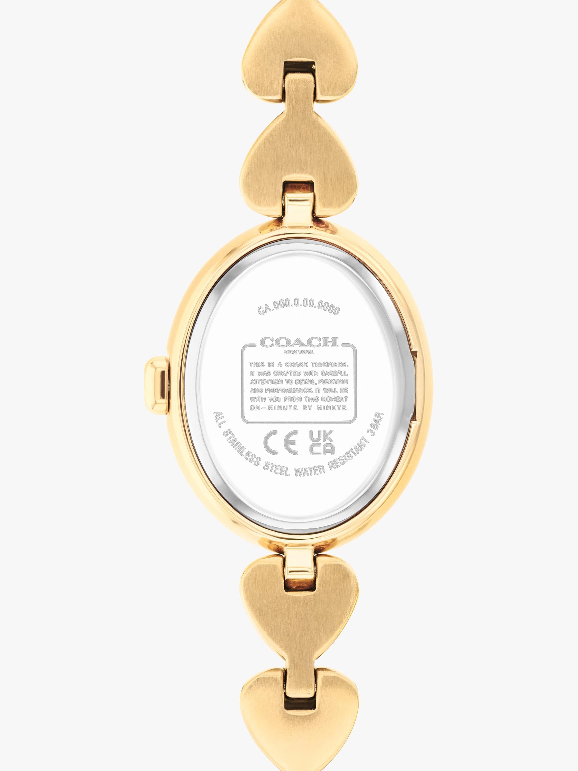Coach women's round heart strap watch gold stainless steel (British brand)