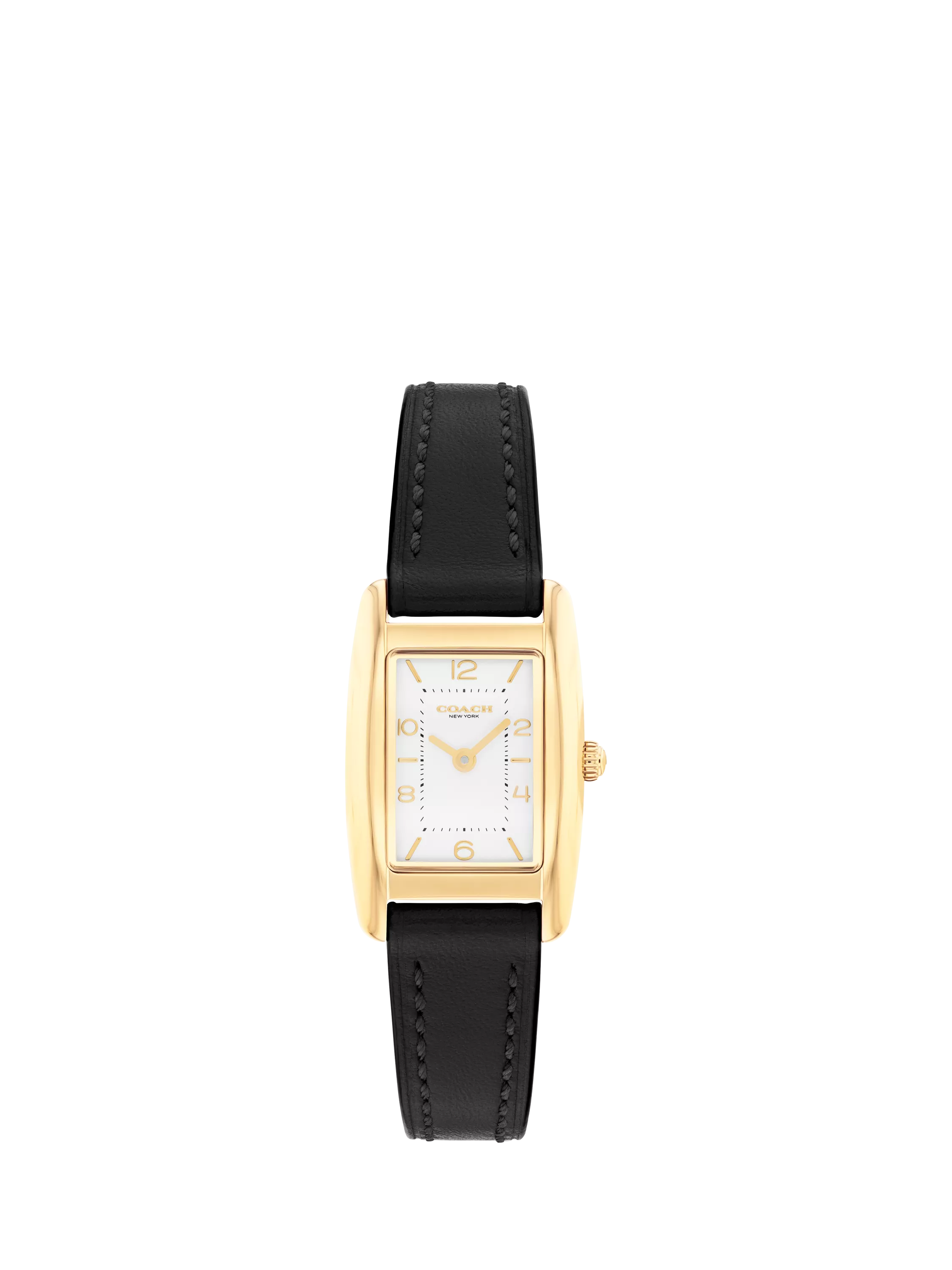 Coach rectangular watch black leather strap gold IP case - UK version