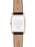 Coach rectangular watch black leather strap gold IP case - UK version