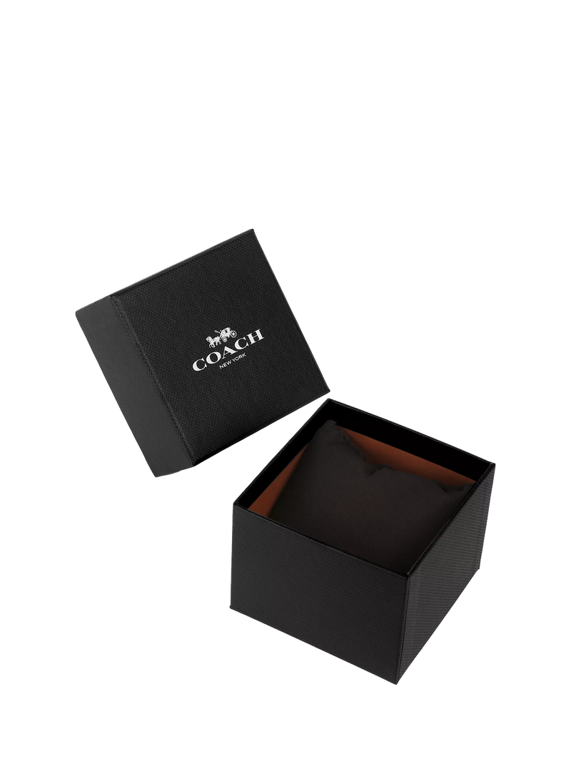 Coach rectangular watch black leather strap gold IP case - UK version