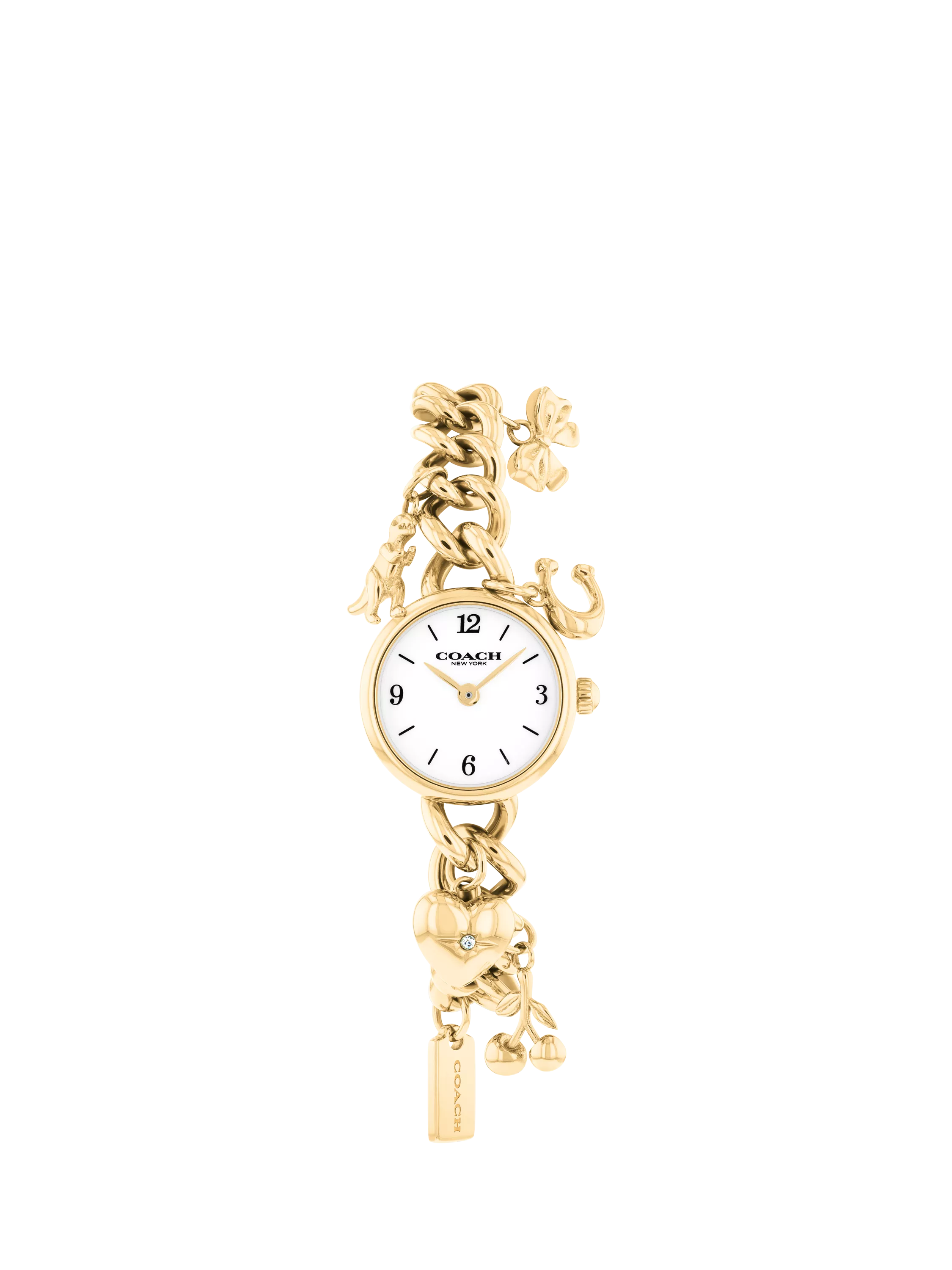 Coach 14504648 Women's Iris Round Charm Bracelet Watch, Gold