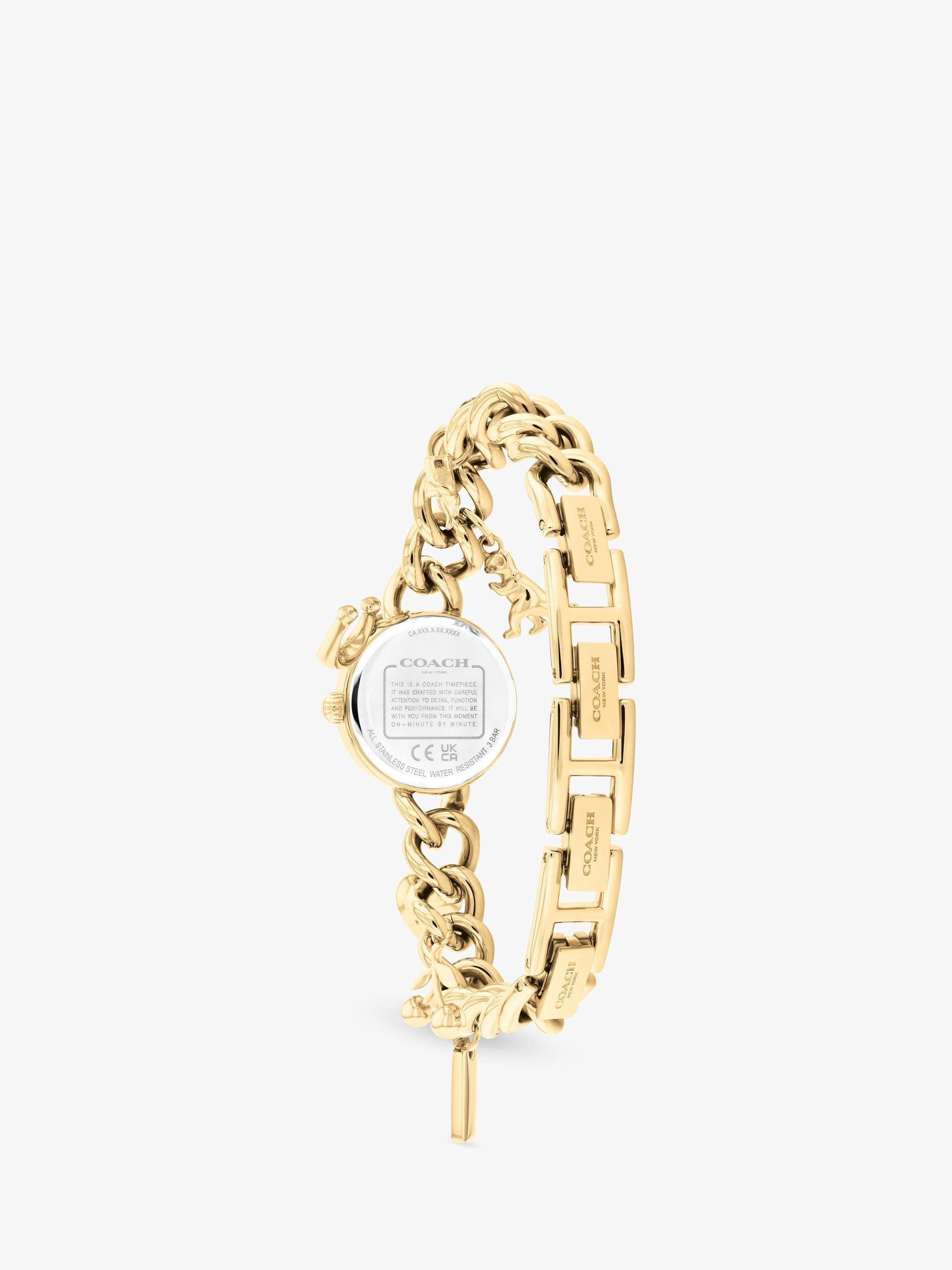 Coach Iris round charm bracelet watch gold-plated (British brand)