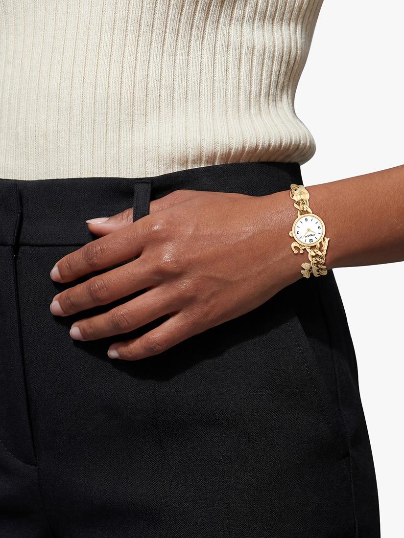 Coach Iris round charm bracelet watch gold-plated (British brand)