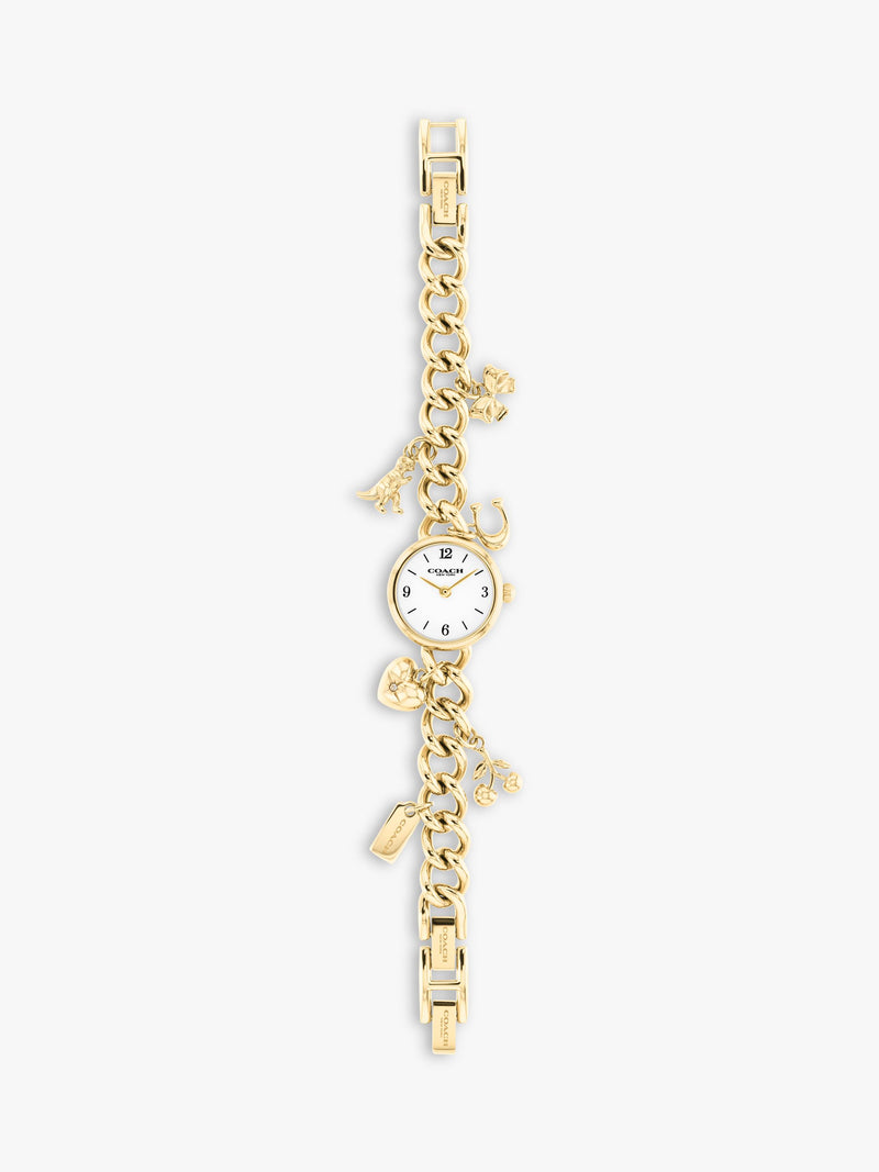 Coach Iris round charm bracelet watch gold-plated (British brand)