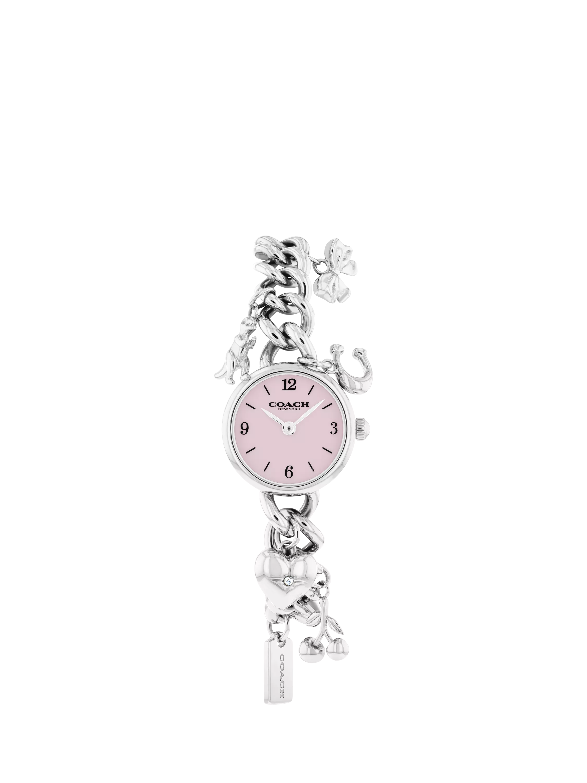 Coach 14504648 Women's Iris Round Charm Bracelet Watch, Silver