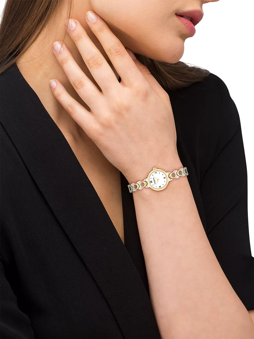 Coach women's round bracelet watch bi-colour (British brand)
