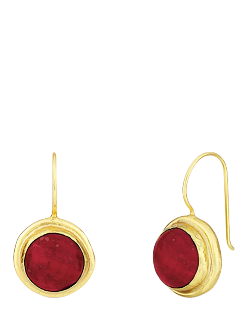 Ottoman Hands Noa Ruby Drop Earrings gold - British product